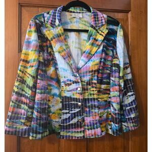 Alberto Makali Women's SZ 10 jacket lightweight vibrant artistic rainbow vintage